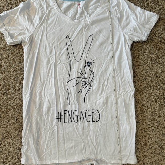 "#ENGAGED" WOMENS FITTED WHITE TSHIRT - Picture 4 of 7